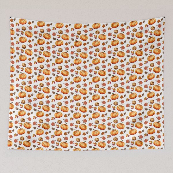 Item preview, Cozy Autumn Seamless Pattern with Pumpkins, Cookies, Hot Drinks, Leaves and Pine Cones designed and sold by BigDigital.