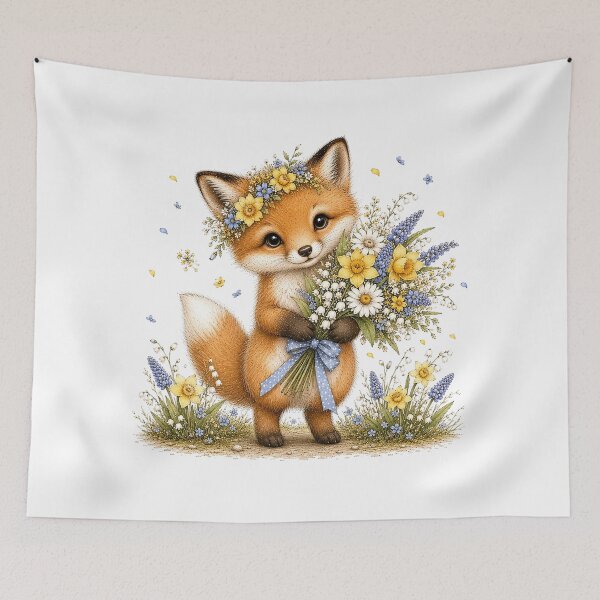 Item preview, Floral Fox with Flowers designed and sold by PetalGarden.