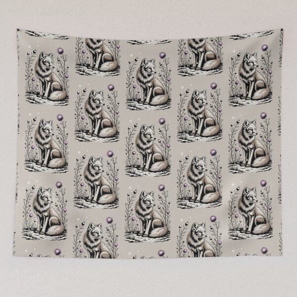Item preview, Gothic Fox & Thistle Botanical Illustration designed and sold by NuvoraNest.