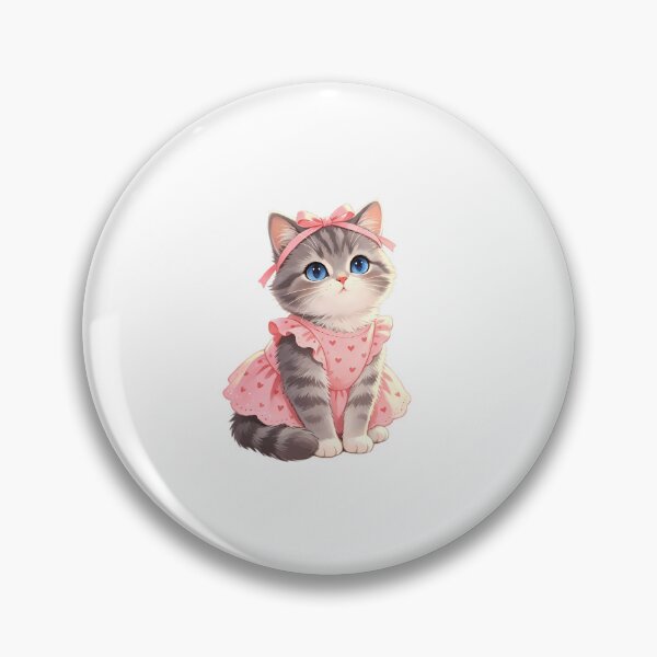 Item preview, Cute Gray Kitten with Blue Eyes — Pink Heart Dress & Bow designed and sold by Bondingbonding.