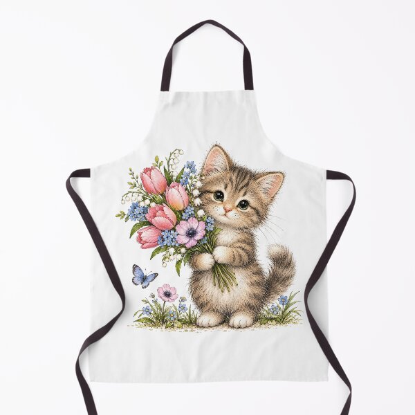 Item preview, Cute Kitten with Flower Bouquet designed and sold by PetalGarden.