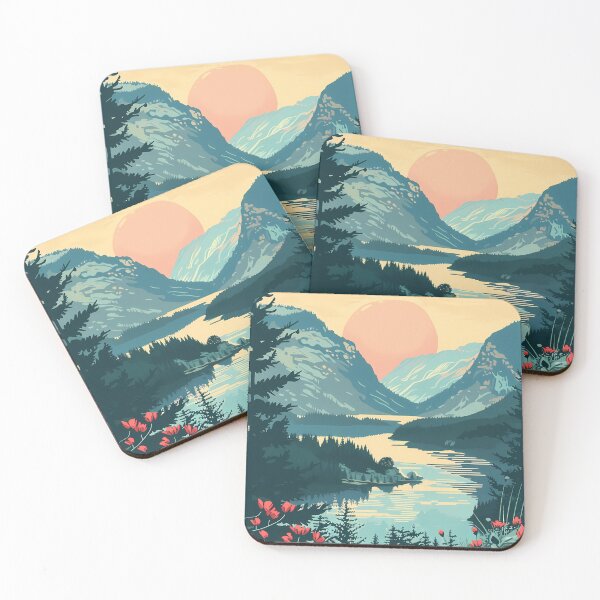 Item preview, Vintage National Park Poster - Retro Mountain River & Flowers designed and sold by Artdavesalzburg.