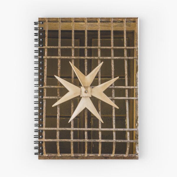 Item preview, Decorative Eight-Pointed Star on Iron Grille Window Set in Weathered Stone Wall Historic Architecture designed and sold by Nmallia.