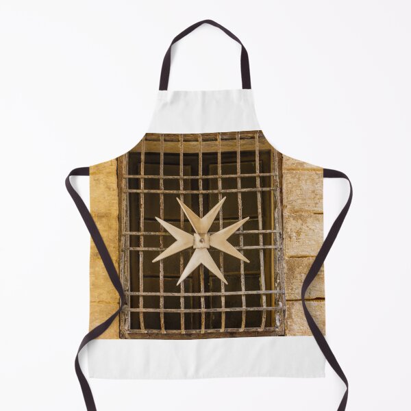 Item preview, Decorative Eight-Pointed Star on Iron Grille Window Set in Weathered Stone Wall Historic Architecture designed and sold by Nmallia.
