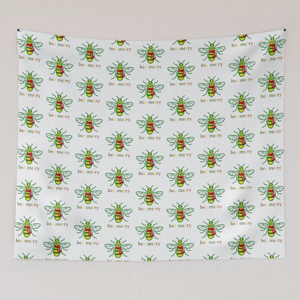 Item preview, Manchester Worker Bee Merry Christmas green-yellow-red designed and sold by bravoalpha.