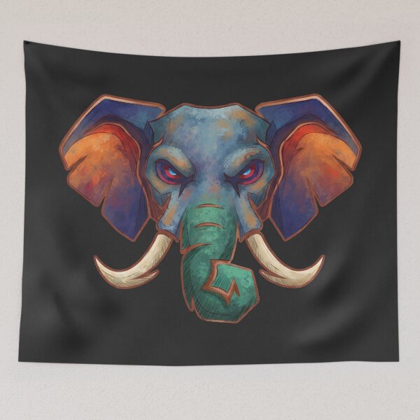 Item preview, Fierce Painted Elephant Head Fantasy Wildlife Art designed and sold by artscripts.