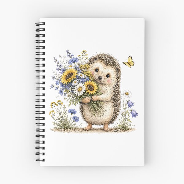 Item preview, Cute Hedgehog with Flower Bouquet designed and sold by PetalGarden.