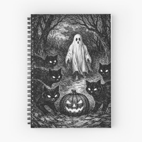 Item preview, Vintage Halloween Ghost and Black Cats designed and sold by Steele-Art.