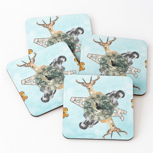Item preview, Surreal Deer and Clock Vintage Collage designed and sold by Hakubiya.