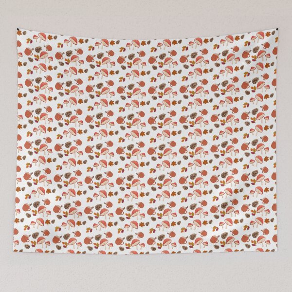 Item preview, Cozy Autumn Seamless Pattern with Mushrooms, Pine Cones, Fall Leaves and Hot Drinks designed and sold by BigDigital.