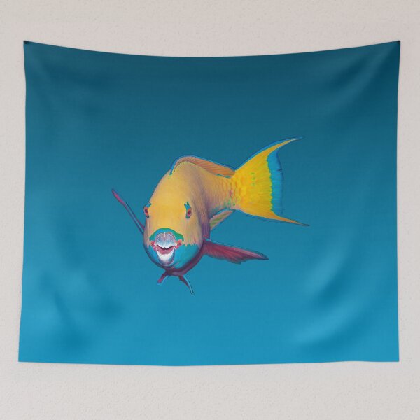 Item preview, Parrotfish Cutout * Light to Dark Blue Gradient Ocean Art |  designed and sold by Photo & Design Ute Niemann.