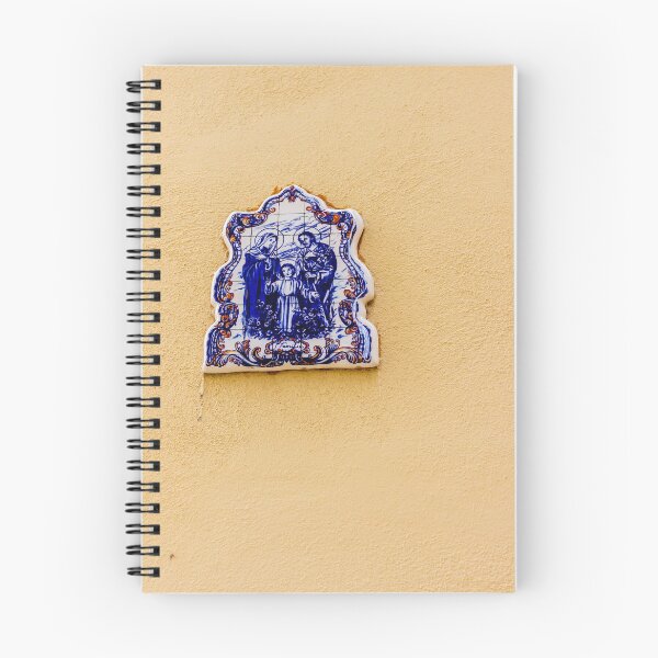Item preview, Blue And White Ceramic Holy Family Tile Plaque On Yellow Wall, Religious Street Shrine designed and sold by Nmallia.