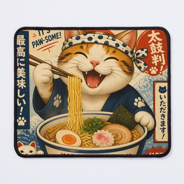 Item preview, Cat Ramen Japanese Ukiyo-e Vintage Poster designed and sold by GrinGalore.