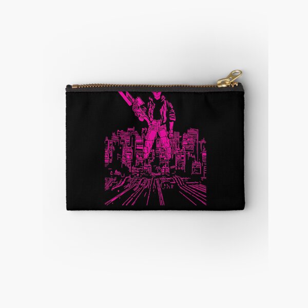 Item preview, Neon Pink Kaneda Standing With Rifle Over Cityscape designed and sold by GailGrant.