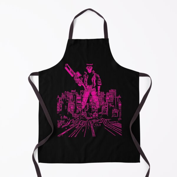 Item preview, Neon Pink Kaneda Standing With Rifle Over Cityscape designed and sold by GailGrant.