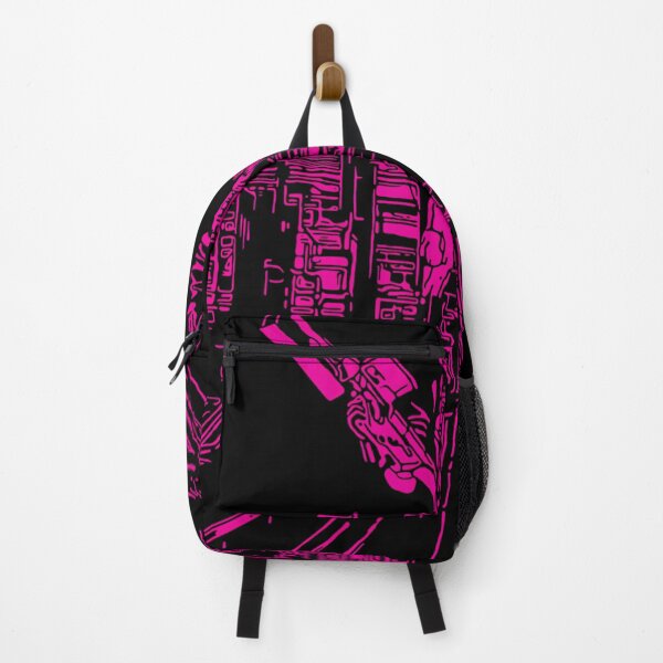 Item preview, Neon Pink Kaneda Standing With Rifle Over Cityscape designed and sold by GailGrant.