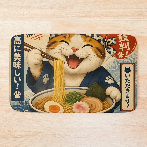 Item preview, Cat Ramen Japanese Ukiyo-e Vintage Poster designed and sold by GrinGalore.