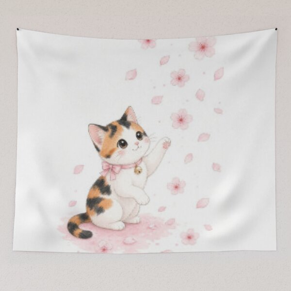 Item preview, Cute Calico Cat with Cherry Blossom Petals Coffee designed and sold by PetalsPaws.