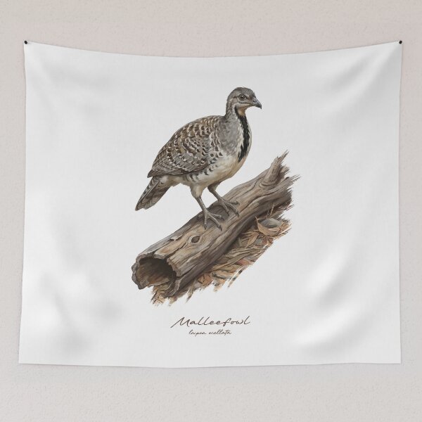 Item preview, Malleefowl on Wooden Log Bird Illustration designed and sold by Takeda-art.