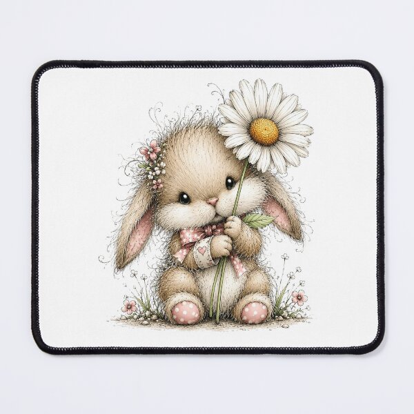 Item preview, Cute Bunny with Daisy Flower designed and sold by PetalGarden.