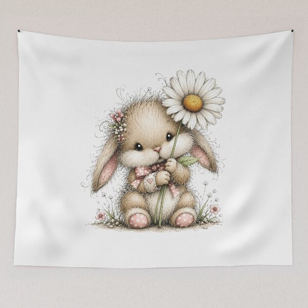 Item preview, Cute Bunny with Daisy Flower designed and sold by PetalGarden.