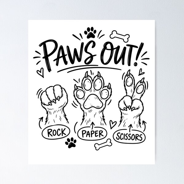Item preview, Paws Out Dog Funny Rock Paper Scissors Cute Doodle Dog Lover Puppy Paw Print designed and sold by ZIGLWORKS.