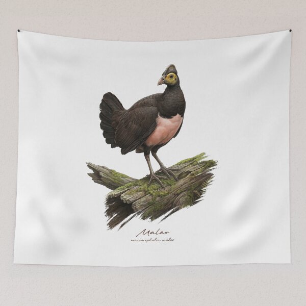 Item preview, Maleo on Mossy Wood Log Bird Illustration designed and sold by Takeda-art.