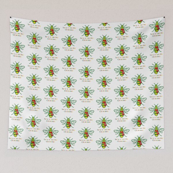 Item preview, Manchester Worker Bee buzzing Christmas green-yellow-red designed and sold by bravoalpha.