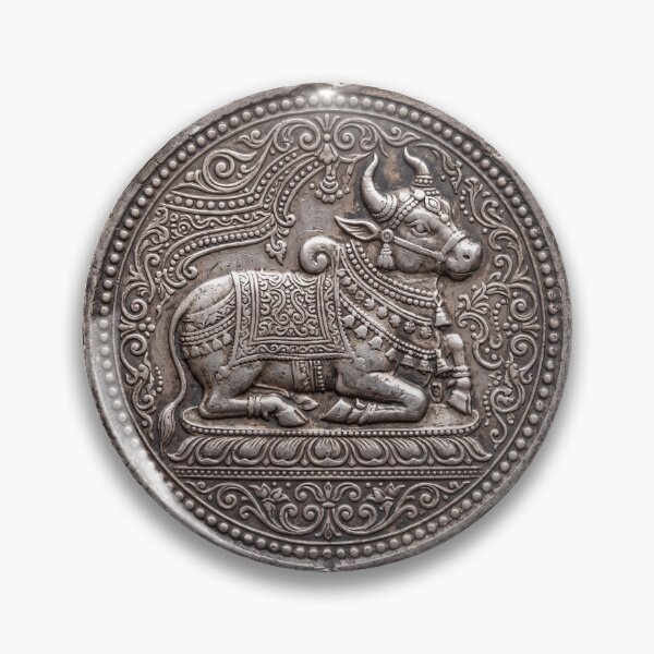 Item preview, Silver Nandi Bull Coin Art | Hindu Sacred Coin Design designed and sold by CosmicLotusArt.