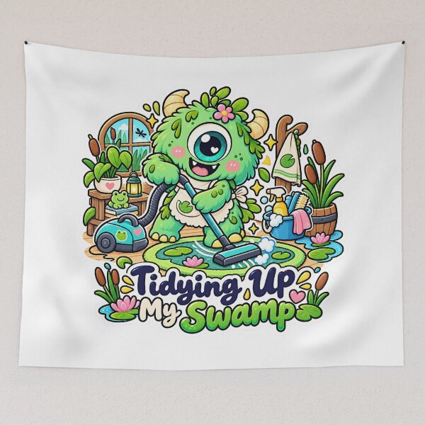 Item preview, Vacuuming Swamp Monster designed and sold by Thai Vibe Studio.