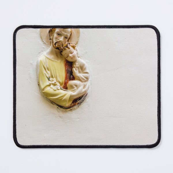 Item preview, Saint Joseph Statue Holding Baby Jesus Ceramic Relief On White Wall Religious Devotion designed and sold by Nmallia.