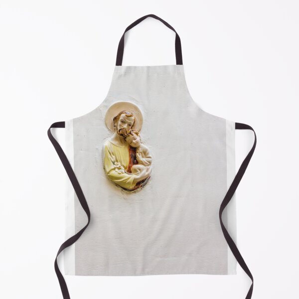 Item preview, Saint Joseph Statue Holding Baby Jesus Ceramic Relief On White Wall Religious Devotion designed and sold by Nmallia.