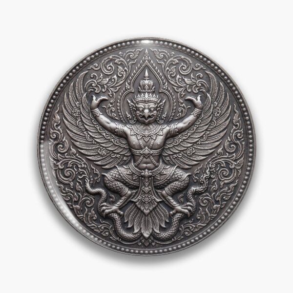 Item preview, Silver Garuda Coin Art | Hindu Sacred Coin Design designed and sold by CosmicLotusArt.