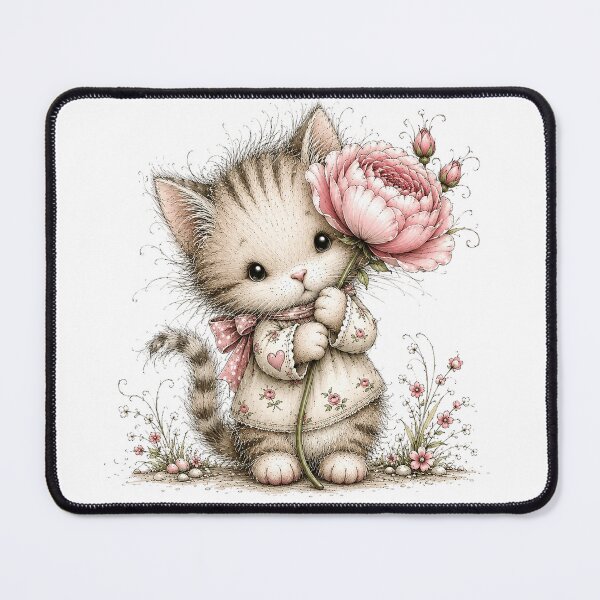 Item preview, Cute Cat with Peony Flower designed and sold by PetalGarden.