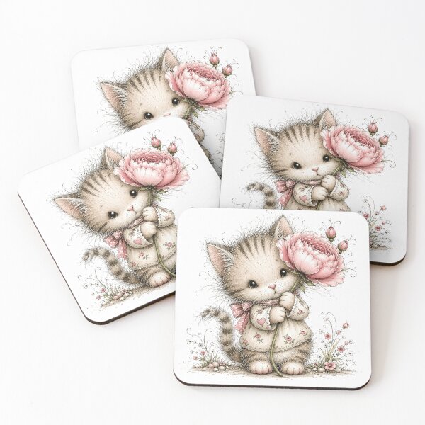 Item preview, Cute Cat with Peony Flower designed and sold by PetalGarden.