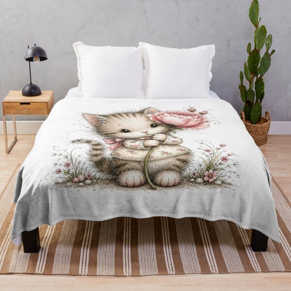 Item preview, Cute Cat with Peony Flower designed and sold by PetalGarden.