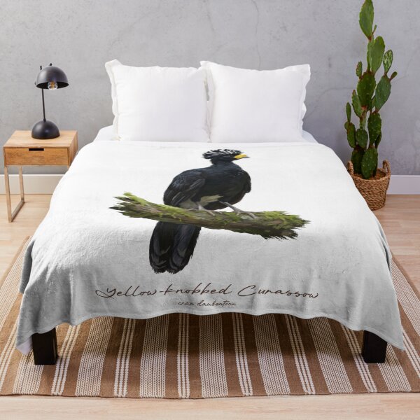 Item preview, Yellow-knobbed Curassow on Mossy Branch Bird Illustration designed and sold by Takeda-art.