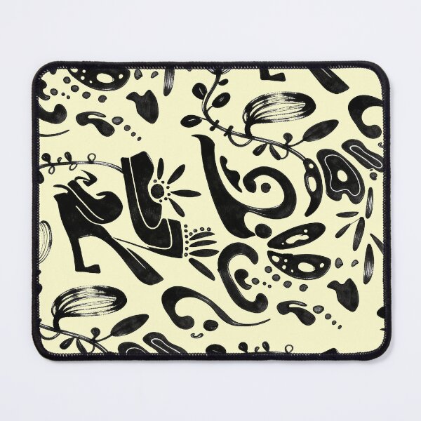 Item preview, Butter Cream Whimsical Black Ink Folk Floral Pattern designed and sold by wissal.studio.