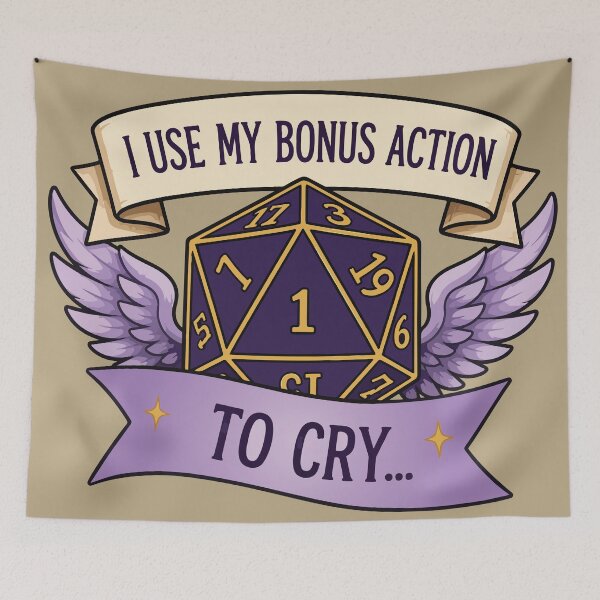 Item preview, I Use My Bonus Action To Cry Funny DND D20 Dice designed and sold by BrownHorse90s.