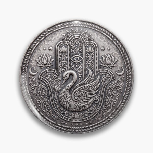 Item preview, Silver Sacred Swan Coin Art | Hindu Sacred Coin Design designed and sold by CosmicLotusArt.