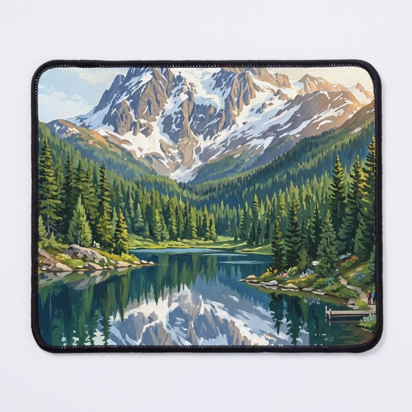 Item preview, Serene Alpine Lake Reflection - Mountain Landscape Art designed and sold by MissoStudio.