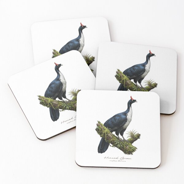 Item preview, Horned Guan on Mossy Tree Bird Illustration designed and sold by Takeda-art.