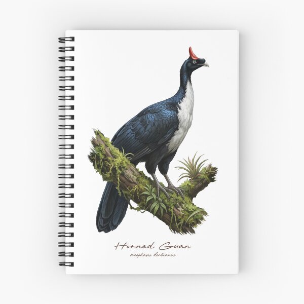 Item preview, Horned Guan on Mossy Tree Bird Illustration designed and sold by Takeda-art.