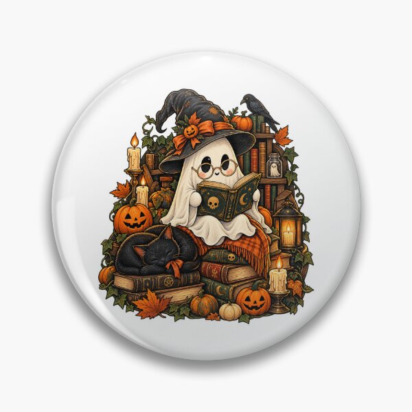 Item preview, Cozy Halloween Ghost Reading Book designed and sold by afr-saad.