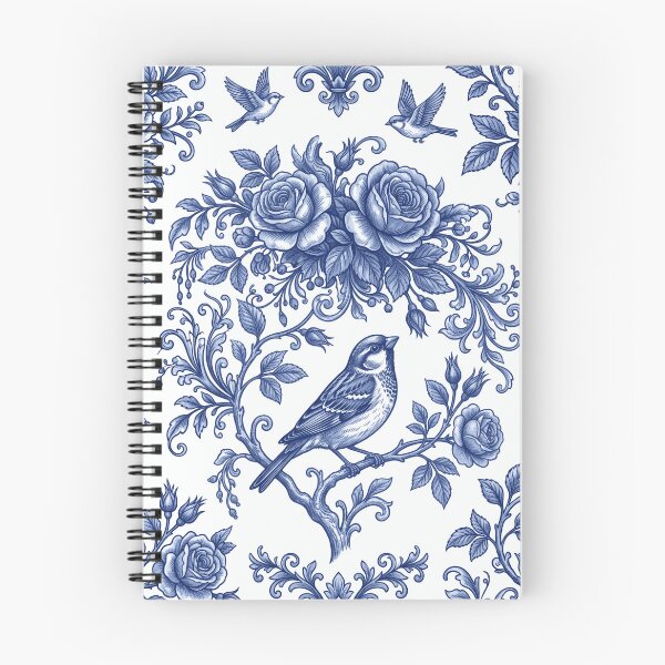 Item preview, Vintage Blue Songbird Botanical Pattern designed and sold by Steele-Art.
