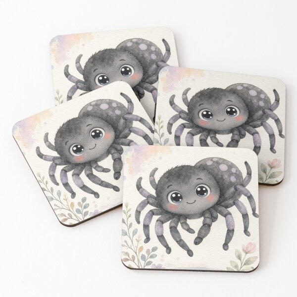 Item preview, Cute Black Spider Watercolor Illustration – Kawaii Halloween Art designed and sold by Darlin8888.