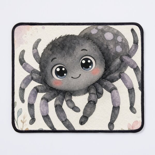 Item preview, Cute Black Spider Watercolor Illustration – Kawaii Halloween Art designed and sold by Darlin8888.