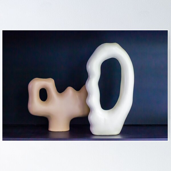 Item preview, White Ceramic Vase: Minimal Modern Home Decor Interior Still Life Design Object on Dark Background designed and sold by Nmallia.