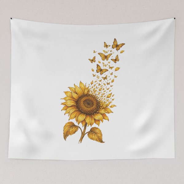 Item preview, Golden Sunflower Metamorphosis – Vintage Butterfly Botanical Art designed and sold by NiloStudio.