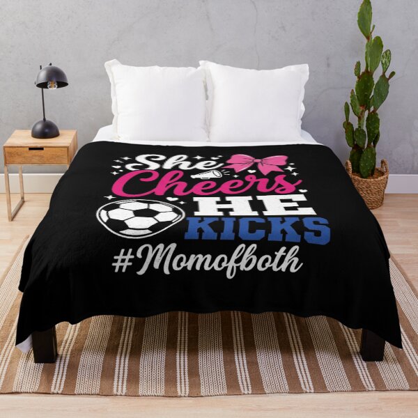 Item preview, She Cheers He Kicks Mom of Both Cheer and Soccer T-Shirt | Cheer Mom Soccer Mom Graphic Gift designed and sold by Trendably.